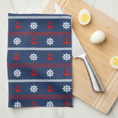 Patroon rode witte en blauwe oceaan theedoek (Quarter Fold)