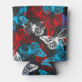 Patroon rode witte en blauwe patriottische vlinder blikjeskoeler (Voorkant)