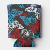 Patroon rode witte en blauwe patriottische vlinder blikjeskoeler (Achterkant)