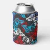 Patroon rode witte en blauwe patriottische vlinder blikjeskoeler (Blikje Achterkant)