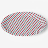 Patroon rode witte en blauwe streep papieren bordje (Gekanteld)