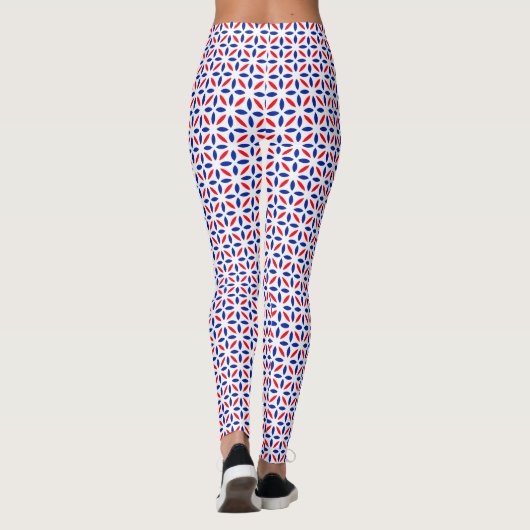 Patroon rode witte en blauwe Tegel Leggings (Achterkant)