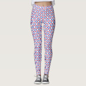 Patroon rode witte en blauwe Tegel Leggings (Voorkant)