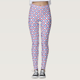 Patroon rode witte en blauwe Tegel Leggings