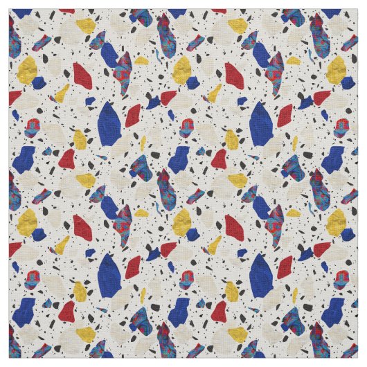 Patroon rode witte en blauwe Terrazzo Tile Stof (Swatch)