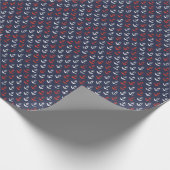 Patroon rode witte en blauwe zee cadeaupapier (Hoek)