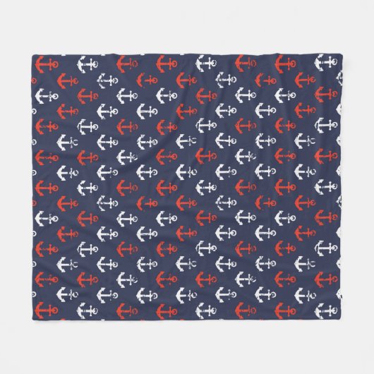 Patroon rode witte en blauwe zee fleece deken (Voorkant (Horizontaal))