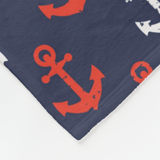 Patroon rode witte en blauwe zee fleece deken (Hoek)