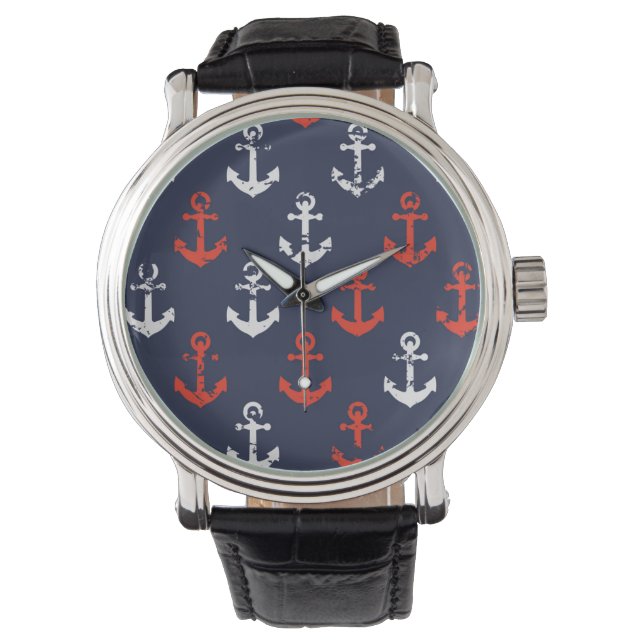 Patroon rode witte en blauwe zee horloge (Voorkant)