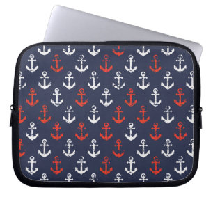 Patroon rode witte en blauwe zee laptop sleeve