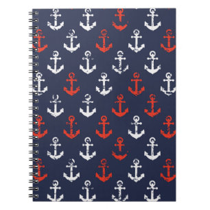 Patroon rode witte en blauwe zee notitieboek
