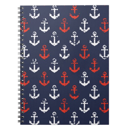 Patroon rode witte en blauwe zee notitieboek (Voorkant)