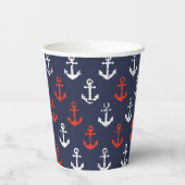 Patroon rode witte en blauwe zee papieren bekers (Achterkant)