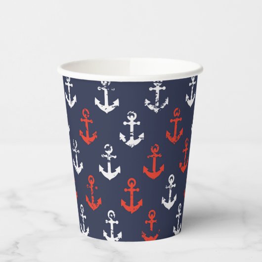 Patroon rode witte en blauwe zee papieren bekers (Links)