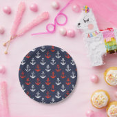 Patroon rode witte en blauwe zee papieren bordje (Feest)