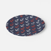 Patroon rode witte en blauwe zee papieren bordje (Gekanteld)