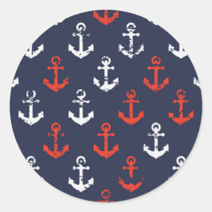 Patroon rode witte en blauwe zee ronde sticker