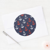 Patroon rode witte en blauwe zee ronde sticker (Envelop)