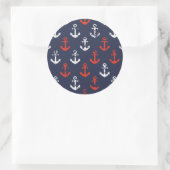 Patroon rode witte en blauwe zee ronde sticker (Tas)