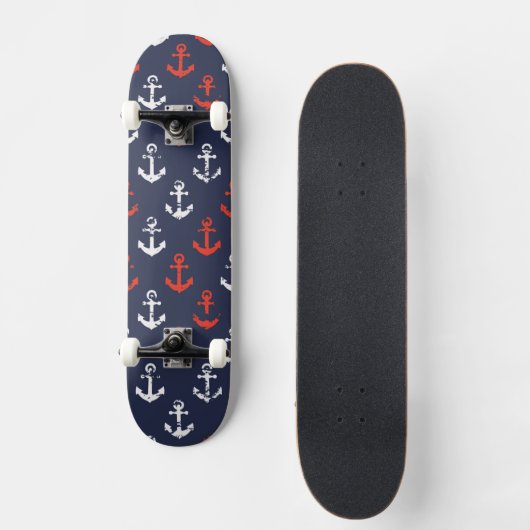 Patroon rode witte en blauwe zee skateboard (Voorkant)