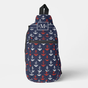 Patroon rode witte en blauwe zee sling bag