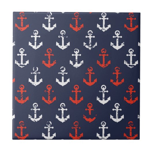 Patroon rode witte en blauwe zee tegeltje (Voorkant)