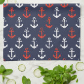 Patroon rode witte en blauwe zee theedoek (Gevouwen)