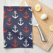 Patroon rode witte en blauwe zee theedoek (Quarter Fold)