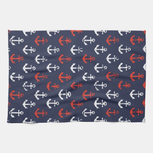 Patroon rode witte en blauwe zee theedoek (Horizontaal)