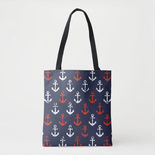 Patroon rode witte en blauwe zee tote bag (Voorkant)