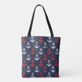 Patroon rode witte en blauwe zee tote bag (Achterkant)