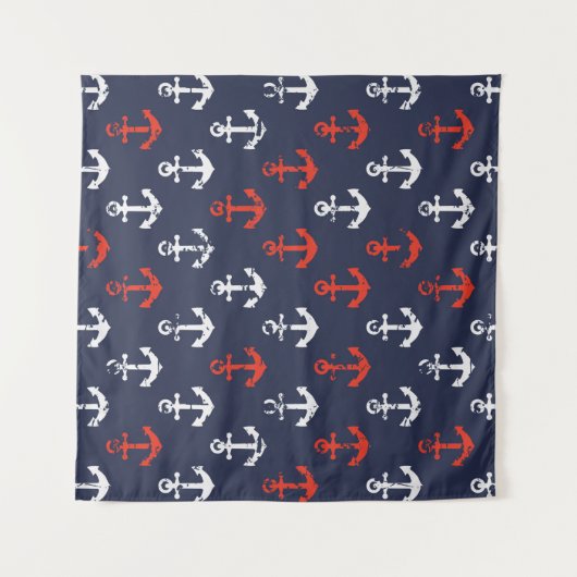 Patroon rode witte en blauwe zee wandkleed (Voorkant)