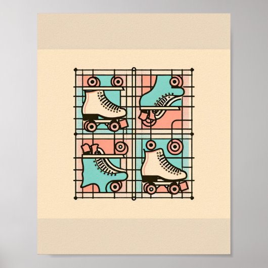 Patroon Roller Skates Kunst Poster (Voorkant)