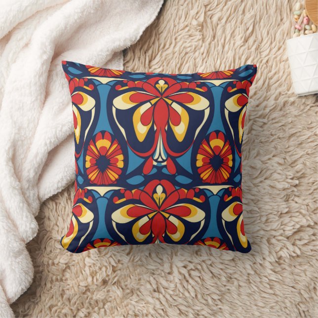 patroon rood blauw roos katholiek  kussen (Deken)