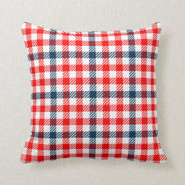 Patroon rood en blauw Gingham Kussen