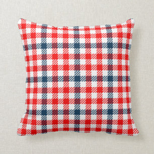 Patroon rood en blauw Gingham Kussen
