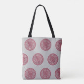 Patroon rood en grijs Mandala Tote Bag (Achterkant)