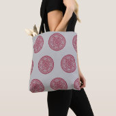 Patroon rood en grijs Mandala Tote Bag (Dichtbij)