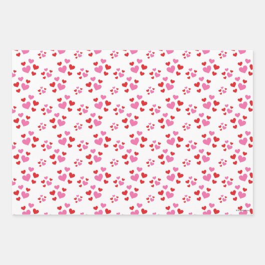 Patroon rood en roze harten inpakpapier vel (Voorkant 3)