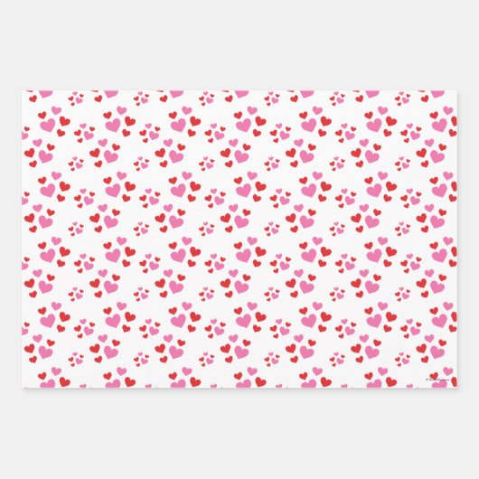 Patroon rood en roze harten inpakpapier vel (Voorkant)