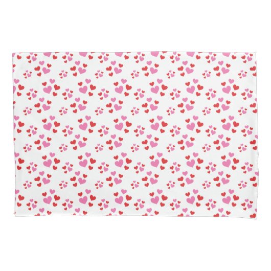 Patroon rood en roze harten kussensloop (Voorkant)
