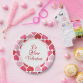 Patroon rood en roze harten papieren bordje (Feest)