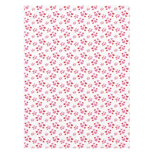 Patroon rood en roze harten tafelkleed (Voorkant)
