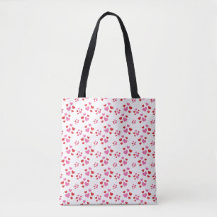Patroon rood en roze harten tote bag