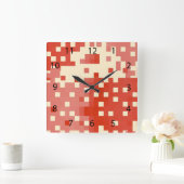 Patroon rood en roze pixels vierkante klok (Huis)