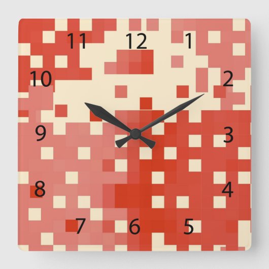 Patroon rood en roze pixels vierkante klok (Voorkant)