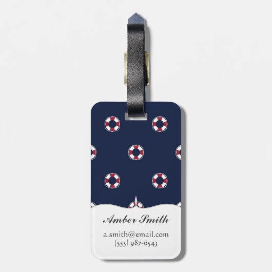 Patroon rood en wit buoy bagagelabel (Achterkant verticaal)