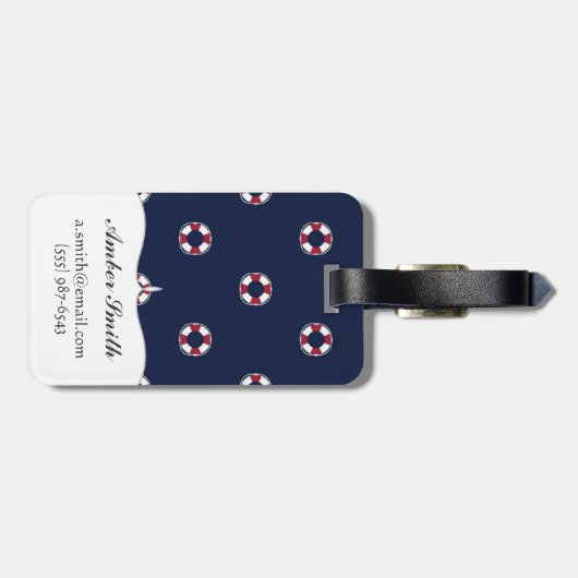 Patroon rood en wit buoy bagagelabel (Achterkant horizontaal)