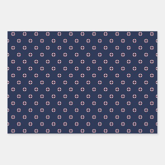 Patroon rood en wit buoy inpakpapier vel (Voorkant 2)