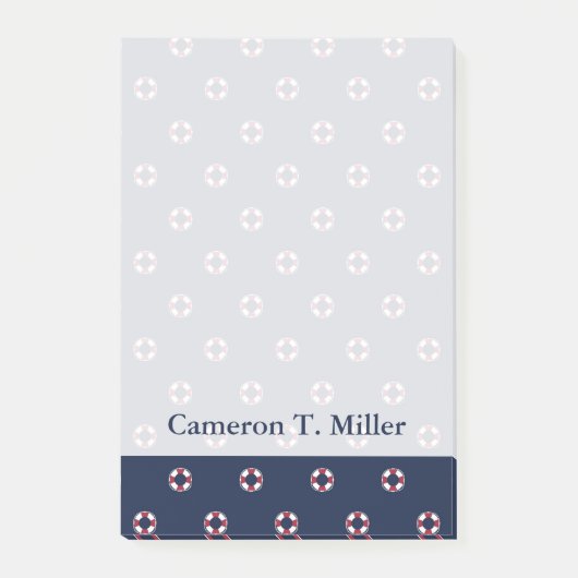 Patroon rood en wit buoy | Jouw namen toevoegen Post-it® Notes (Voorkant)